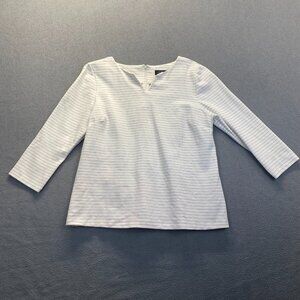 Tahari Arthur S. Levine Top Blouse‎ Women Size Large White,Stretch,Zipper,Plaid